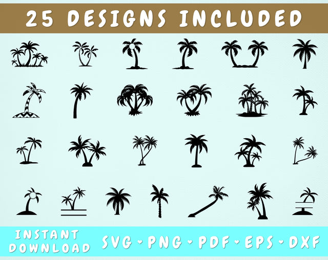 Palm Tree SVG Bundle - 25 Designs, Palm Tree Monogram SVG SVG HappyDesignStudio 