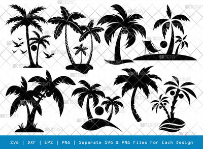 Palm Tree SVG Cut Files | Palm Tree Silhouette | Palm Svg | Summer Svg | Beach Tree Svg | Vacation Svg | Palm Tree Bundle SVG ETC Craft 
