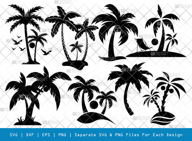 Palm Tree SVG Cut Files | Palm Tree Silhouette | Palm Svg | Summer Svg | Beach Tree Svg | Vacation Svg | Palm Tree Bundle SVG ETC Craft 