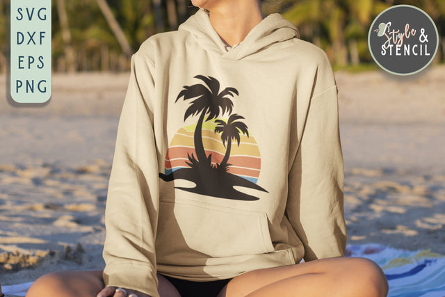Palm Tree SVG | Summer SVG | Sunset SVG Style and Stencil 