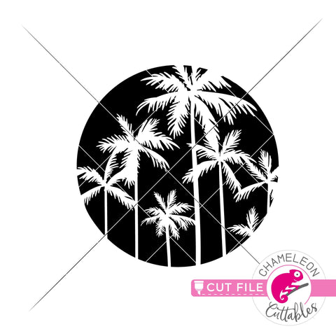 Palm trees circle svg png dxf SVG Chameleon Cuttables 