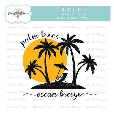 Palm Trees Ocean Breeze SVG One Oak Designs 
