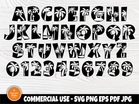 Palm Trees SVG Fonts, Beach Monogram, Alphabet Svg SVG TonisArtStudio 