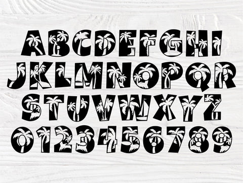 Palm Trees SVG Fonts, Beach Monogram, Alphabet Svg SVG TonisArtStudio 