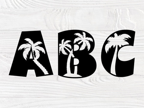 Palm Trees SVG Fonts, Beach Monogram, Alphabet Svg SVG TonisArtStudio 