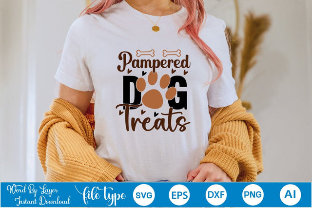 Pampered Dog Treats SVG Cut File SVGs,Quotes and Sayings,Food & Drink,On Sale, Print & Cut SVG DesignPlante 503 