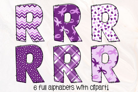 Pancreatic Cancer Awareness Doodle Letters PNG, Wear Purple Alpha Bundle SVG Crafty Mama Studios 