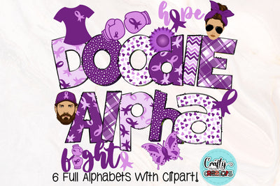Pancreatic Cancer Awareness Doodle Letters PNG, Wear Purple Alpha Bundle SVG Crafty Mama Studios 