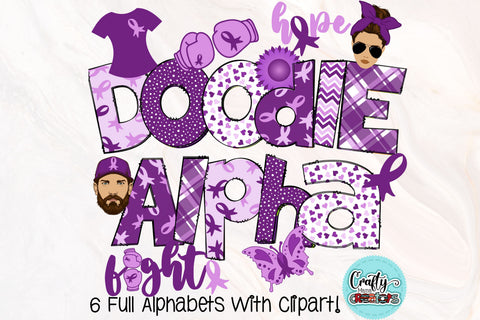 Pancreatic Cancer Awareness Doodle Letters PNG, Wear Purple Alpha Bundle SVG Crafty Mama Studios 