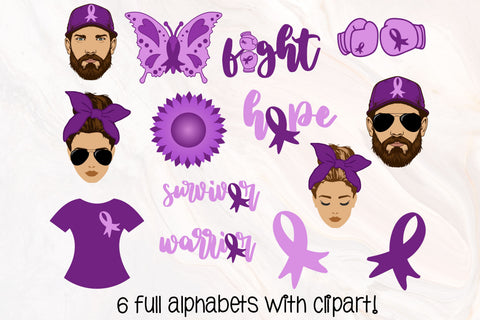 Pancreatic Cancer Awareness Doodle Letters PNG, Wear Purple Alpha Bundle SVG Crafty Mama Studios 