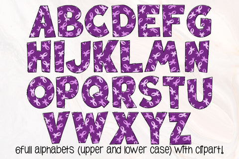Pancreatic Cancer Awareness Doodle Letters PNG, Wear Purple Alpha Bundle SVG Crafty Mama Studios 