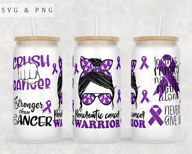 Pancreatic Cancer Awareness Libbey Glass Can Wrap, 16oz Glass Can Sublimation Design, Pancreatic Cancer Warrior Glass Can PNG File Sublimation HappyDesignStudio 