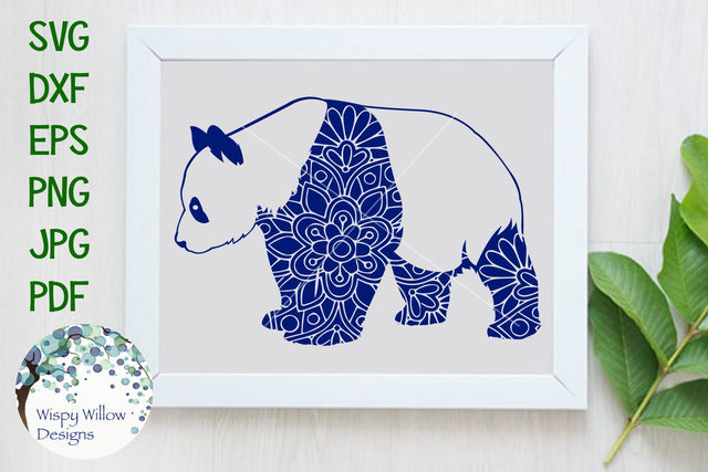 Panda Bear Floral Mandala SVG Wispy Willow Designs 
