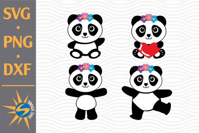 Panda Flowers SVG, PNG, DXF Digital Files Include SVG SVGStoreShop 