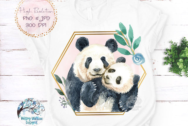 Panda Mom and Baby Sublimation Png Sublimation Wispy Willow Designs 