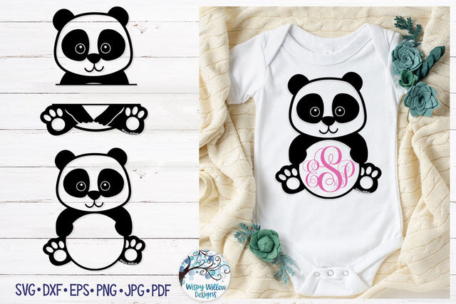 Panda Monogram SVG SVG Wispy Willow Designs 