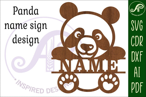 Panda Name sign SVG laser cut template digital SVG APInspireddesigns 