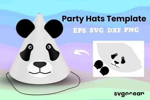 Panda Party Hat Cut File 3D Paper SvgOcean 