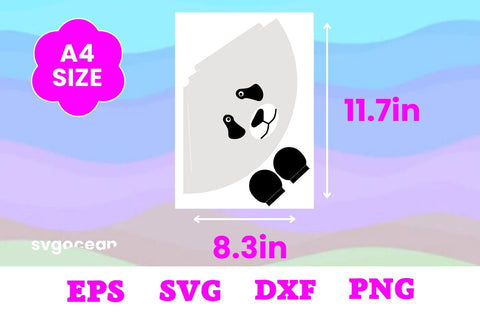 Panda Party Hat Cut File 3D Paper SvgOcean 