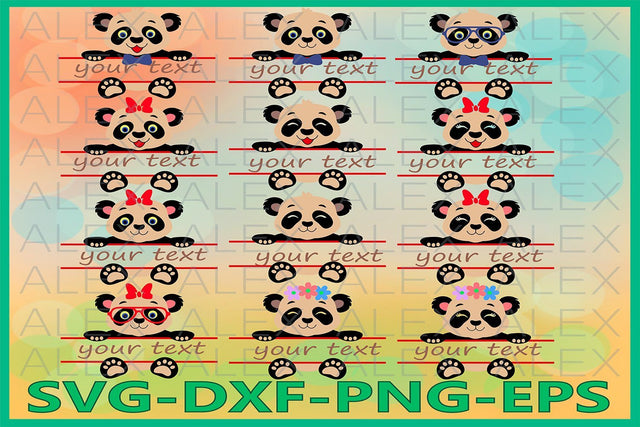 Panda Split monogram Svg, Girls Panda SVG AlexSVGStudio 