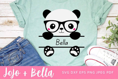 Panda SVG Monogram, Panda cut file, Cute Animal Svg, SVG Bundle, Cricut design Girl Boy Baby, Baby SVG, Split Monogram Svg, Silhouette SVG Jojo&Bella 