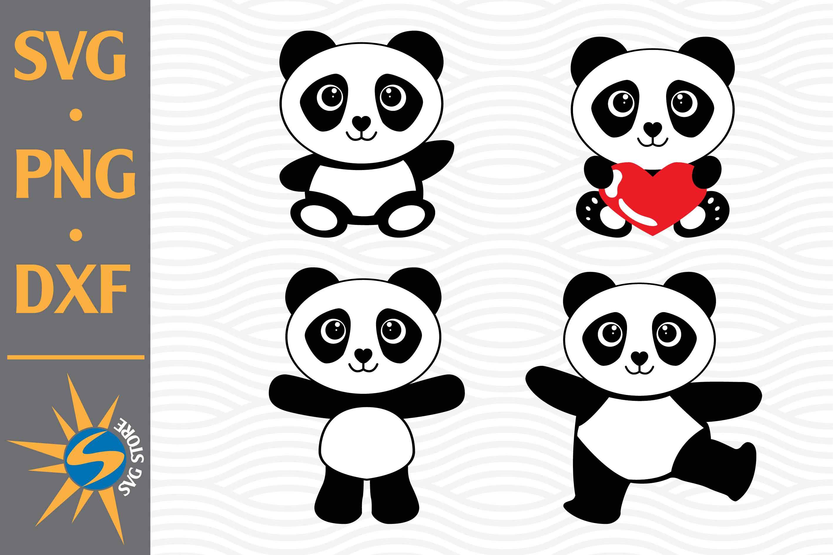 Panda SVG, PNG, DXF Digital Files Include - So Fontsy