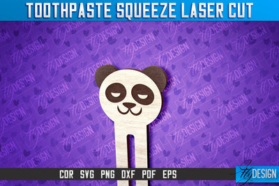 Panda Toothpaste Squeezer Laser Cut | Laser Cut SVG Design | CNC File SVG Fly Design 