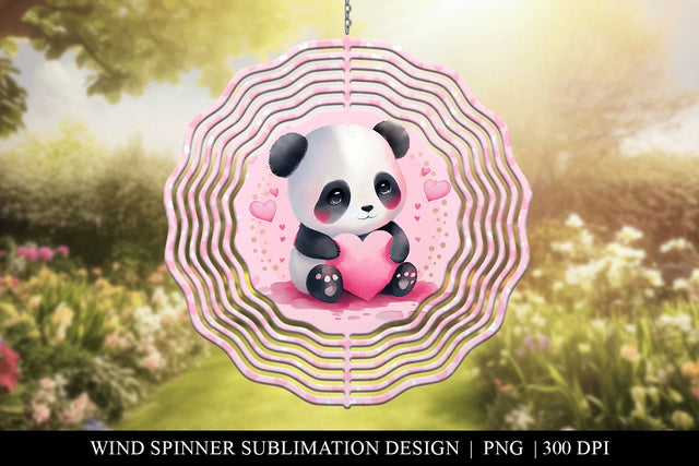Panda Valentine's Day Wind Spinner Sublimation PNG Sublimation BijouBay 
