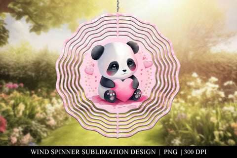 Panda Valentine's Day Wind Spinner Sublimation PNG Sublimation BijouBay 