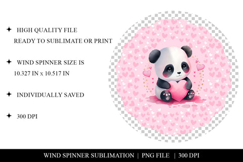 Panda Valentine's Day Wind Spinner Sublimation PNG Sublimation BijouBay 