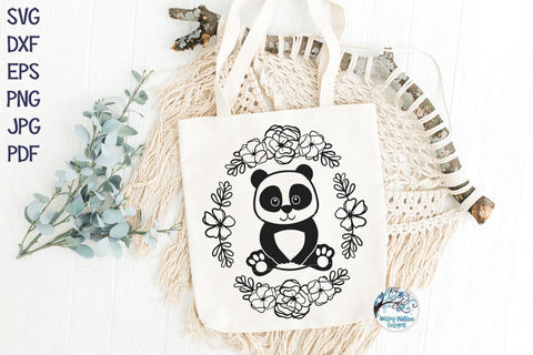 Panda with Flowers SVG SVG Wispy Willow Designs 