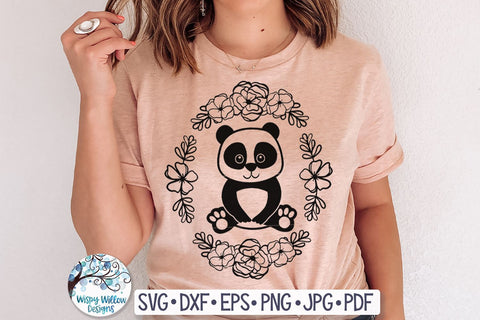 Panda with Flowers SVG SVG Wispy Willow Designs 