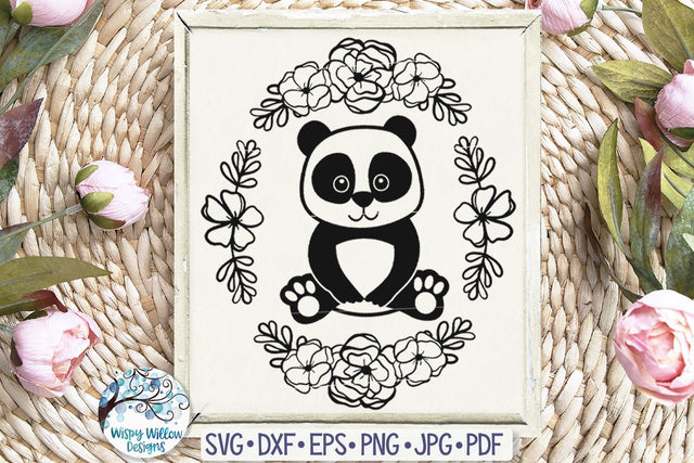 Panda with Flowers SVG SVG Wispy Willow Designs 