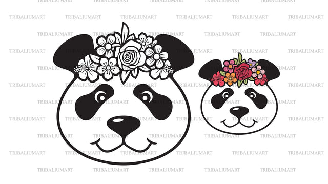 Panda with flowers SVG TribaliumArtSF 