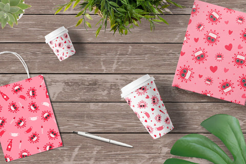 Pandemic Valentines Day pattern. Covid Valentine Digital Pattern LaBelezoka 