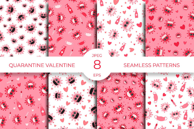 Pandemic Valentines Day pattern. Covid Valentine Digital Pattern LaBelezoka 