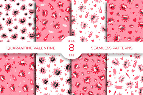 Pandemic Valentines Day pattern. Covid Valentine Digital Pattern LaBelezoka 