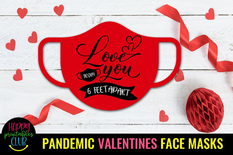 Pandemic Valentines Face Masks Clipart- Valentines Day Face Masks Sublimation Happy Printables Club 