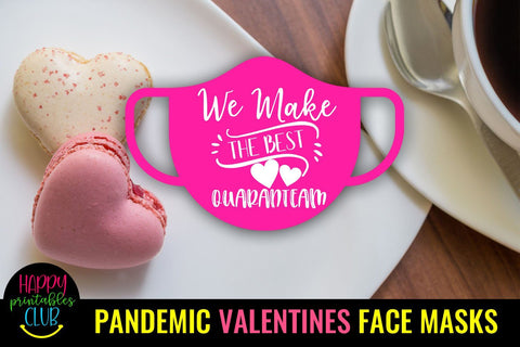 Pandemic Valentines Face Masks Clipart- Valentines Day Face Masks Sublimation Happy Printables Club 
