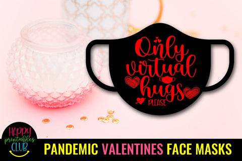 Pandemic Valentines Face Masks Clipart- Valentines Day Face Masks Sublimation Happy Printables Club 