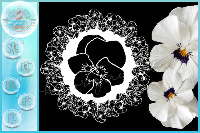 Pansies Pansy Flower Floral Mandala Zentangle SVG SVG SVGcraze 