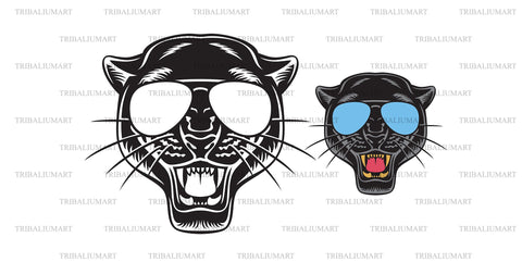 Panther face (head) with aviator sunglasses SVG TribaliumArtSF 
