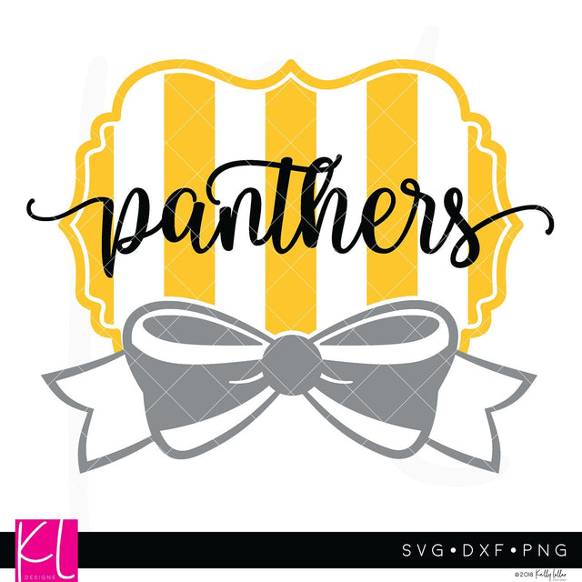Panthers and Bow Wide Stripe Frame SVG Kelly Lollar Designs 