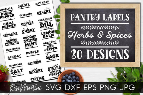 Pantry Labels Bundle SVG cut files for cutting machines Cricut Silhouette SVG Jar Labels SVG Herbs And Spices Kitchen Labels SVG RoseMartiniDesigns 