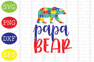 Papa Bear Autism Svg, Autism Puzzle Svg, Autism Love Svg, Png, Eps, Dxf Files SVG DigitalSvgFiles 