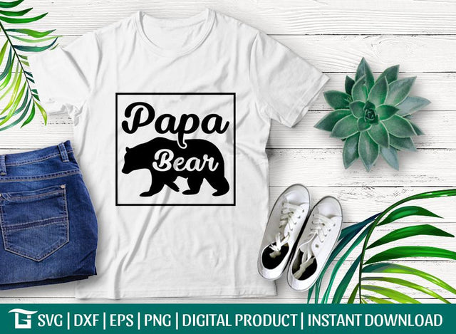 Papa Bear Svg Cut File, Bear Father Svg ,Family Svg, Quote Svg, Girl Svg, Tshirt Design, SVG ETC Craft 
