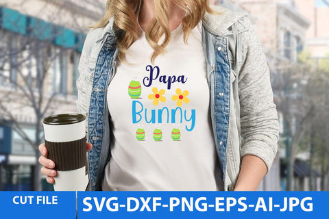 Papa Bunny SVG Cut File, Happy Easter Day SVG Cut File SVG BlackCatsMedia 