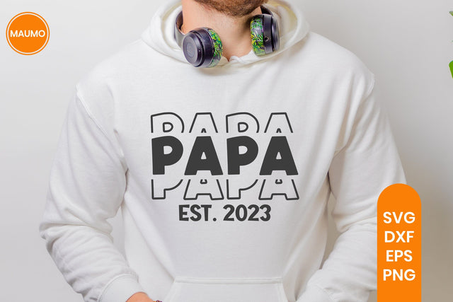 Papa Est 2023, Baby Shower Svg Quote SVG Maumo Designs 