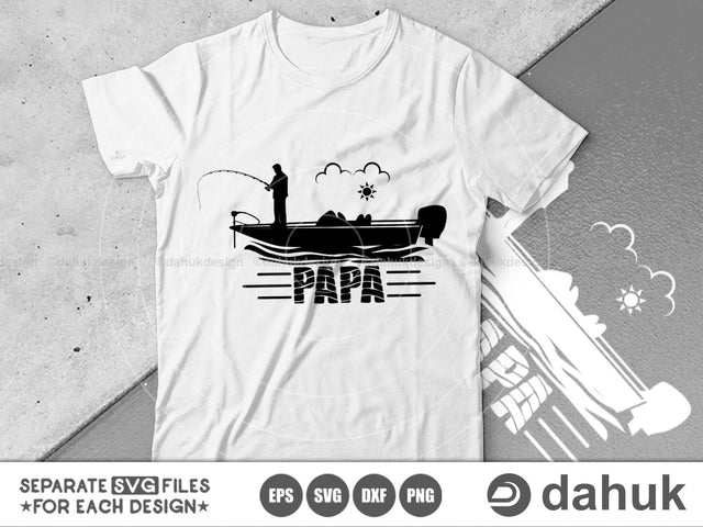 Papa fishing svg, Papa bass boat, Bass boat svg, Cut file, for silhouette, svg, eps, dxf, png, clipart, cricut design space, vinyl cut file SVG dahukdesign 