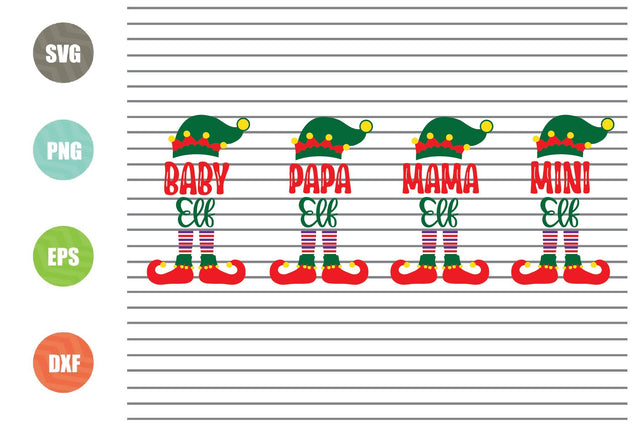 Papa, Mama, Baby, Mini Elf Svg - Christmas Svg, Png, Dxf, Eps Cut Files SVG Artstoredigital 